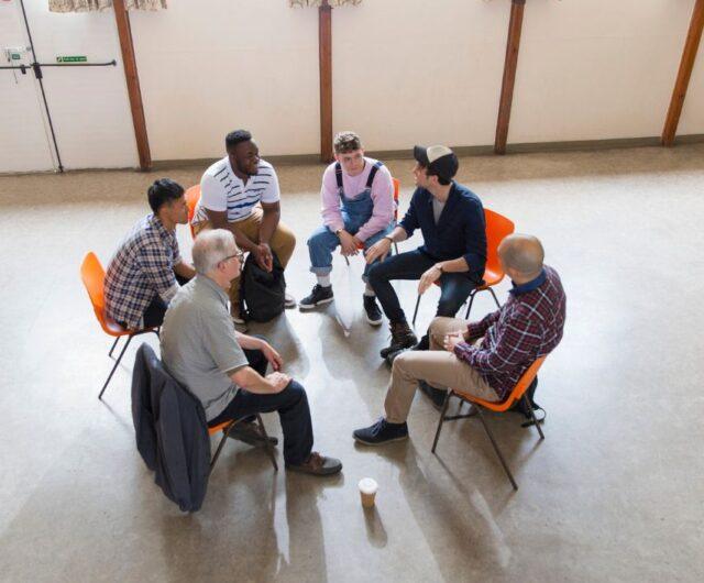 support groups offer men a way to express their emotions privately within a circle of peers.