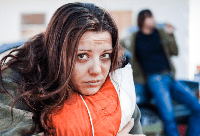 woman facing housing instability