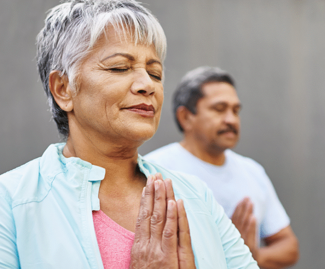 older woman managing financial anxiety