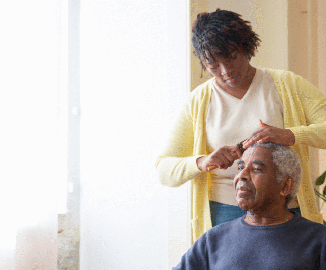 a caregiver taking care of a loved one