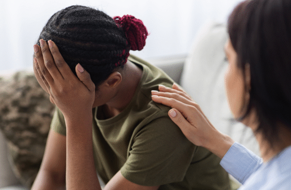 sad patient and therapist