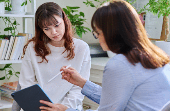 two women talking therapy