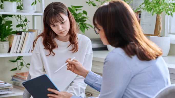 women talking therapy two women talking therapy