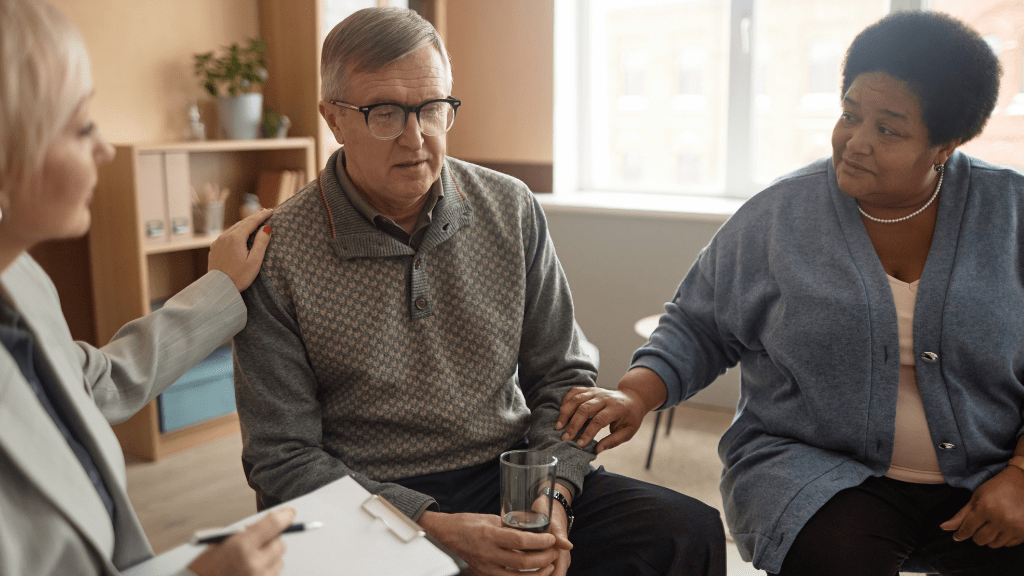 medicare senior attending a mental health support group