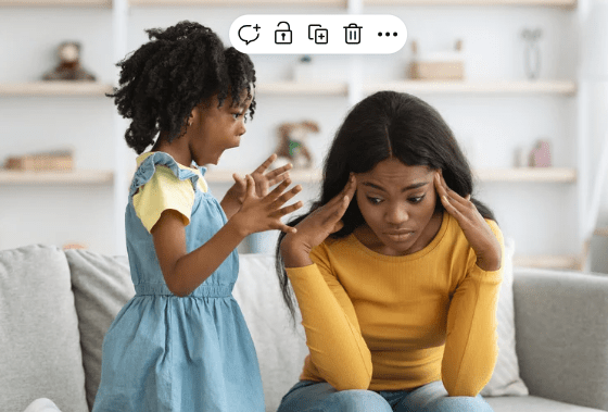 kid with adhd and overwhelmed mom